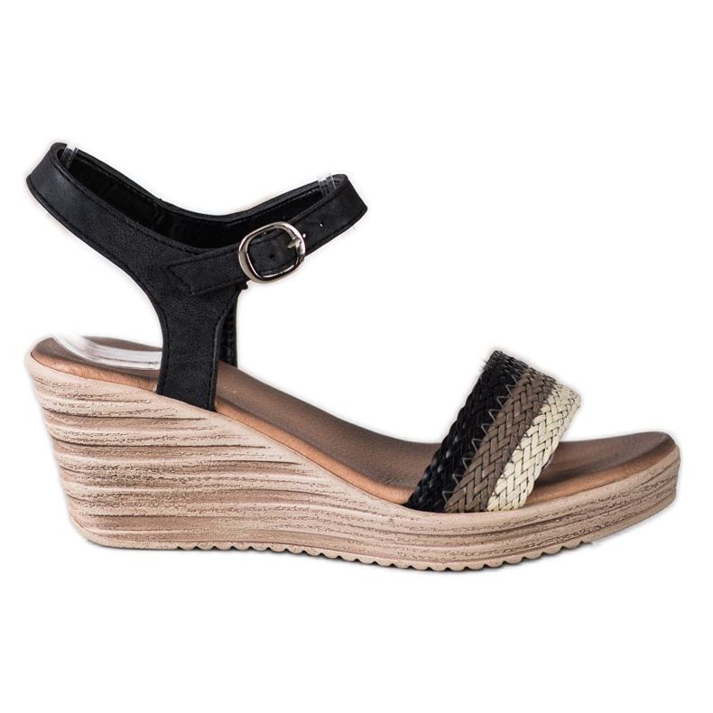 Sea Elves Casual Wedge Sandals beige brun svart