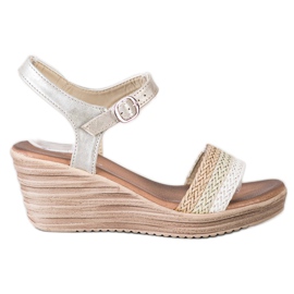 Sea Elves Casual Wedge Sandals beige vit silver-
