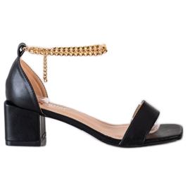 Seastar Sandaler med en dekorativ kedja svart gyllene