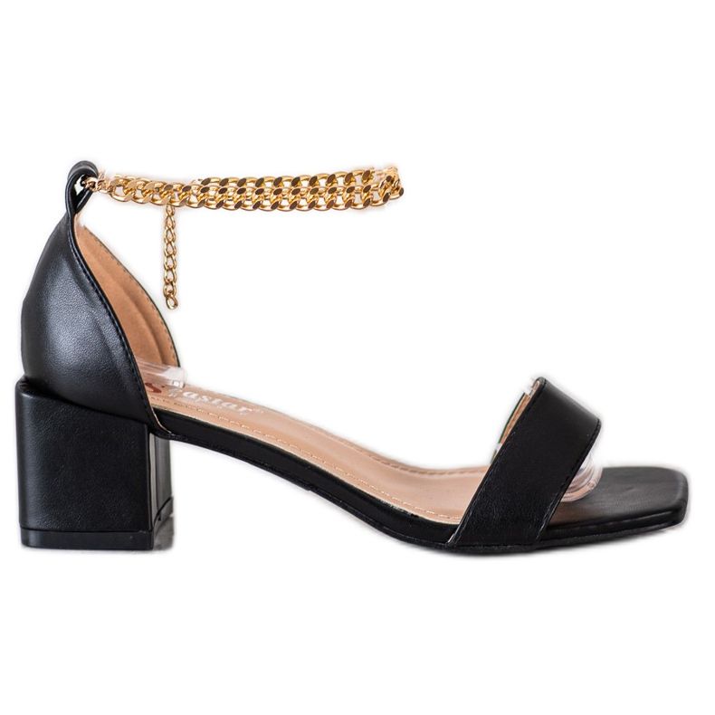 Seastar Sandaler med en dekorativ kedja svart gyllene