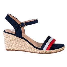 Lightweight VINCEZA randig sandaler vit röd marinblå