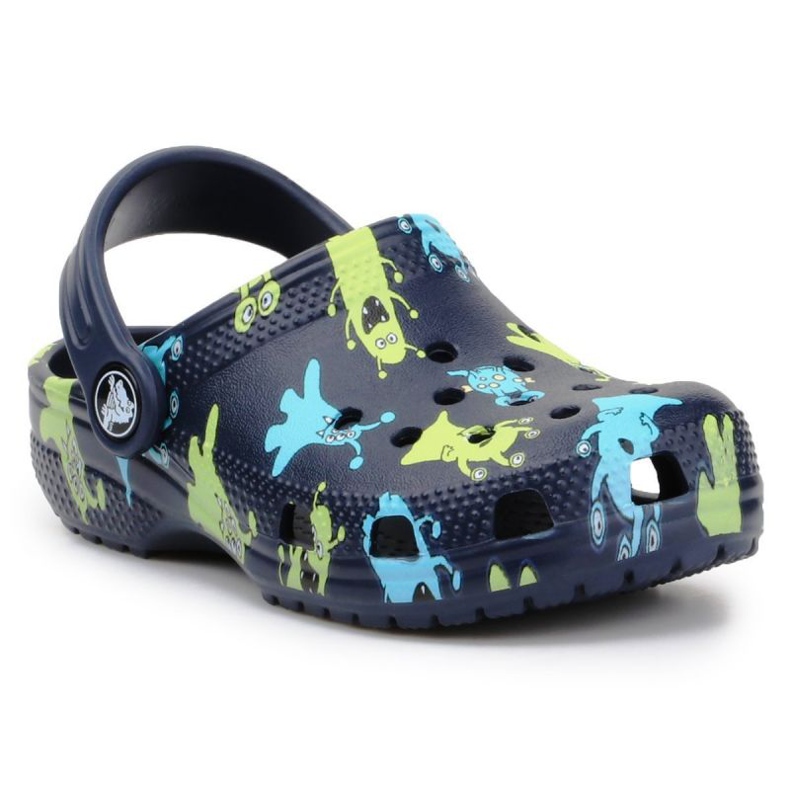 Crocs Classic Monster Print Clog Jr 206833-410 marinblå