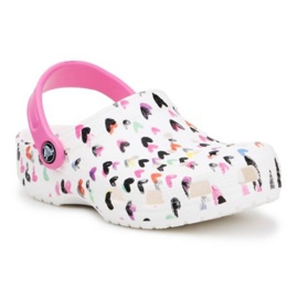 Crocs Classic Heart Print Clog Jr 207000-100 vit mångfärgad