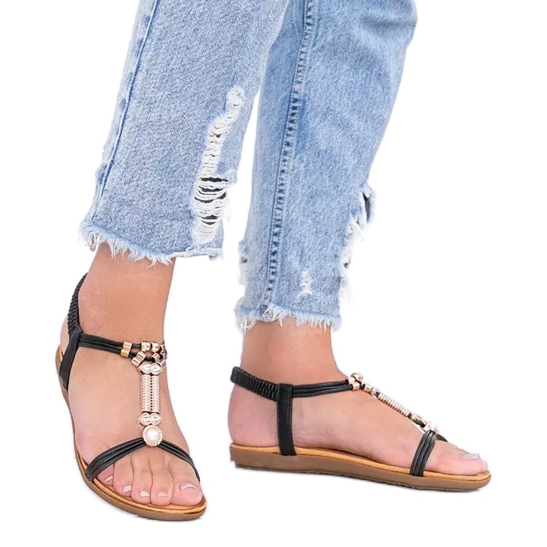 Liva svarta sandaler för kvinnor