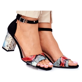 Kvinnors sandaler på högklackat Sergio Leone svart SK873 mångfärgad