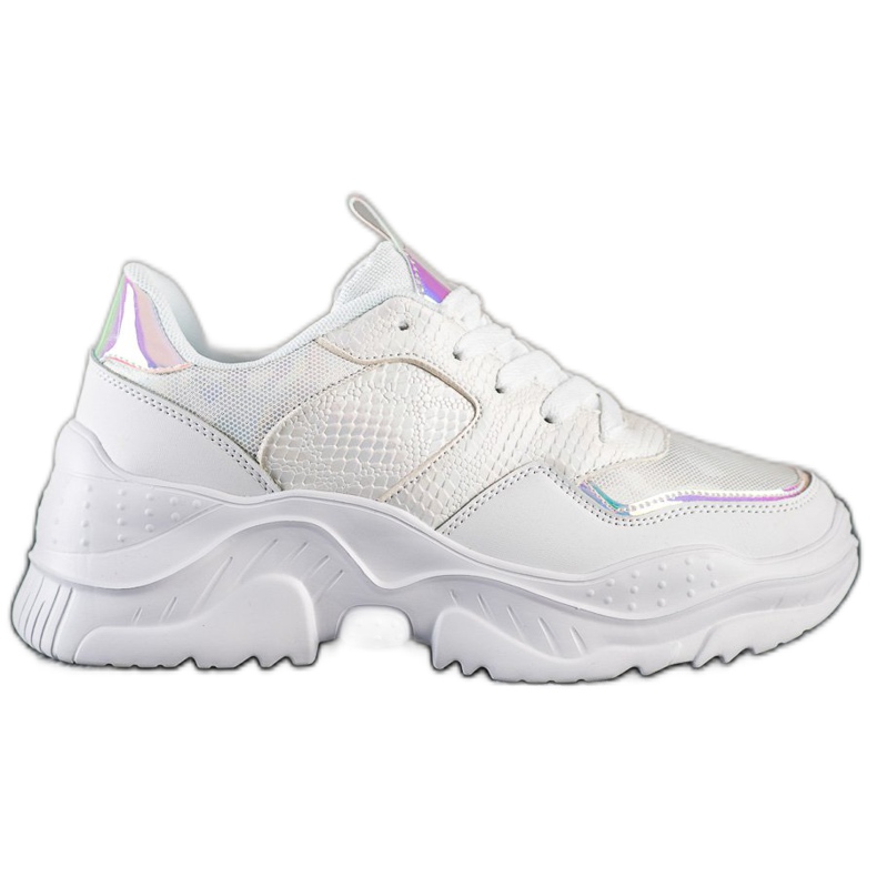 Weide Eco Leather Snake Print Sneakers vit