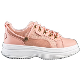 SHELOVET Rosa sneakers på plattformen