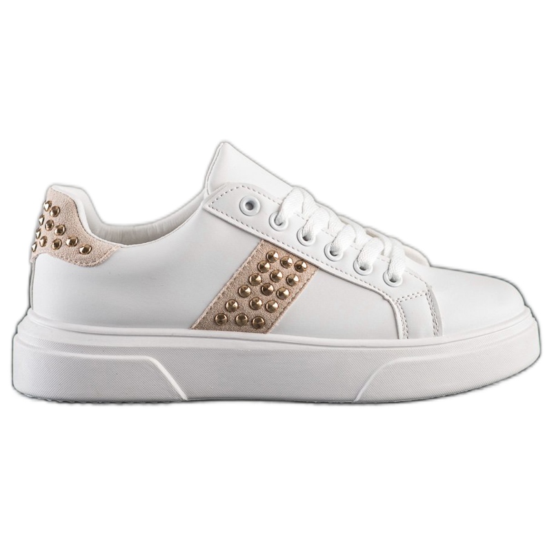 SHELOVET Sneakers med prydnader beige vit gyllene