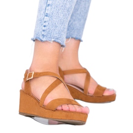 Camel Bianco sandaler med kilar brun