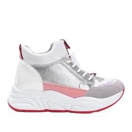 Vita sneakers på en tjock Cassadi -sula silver- mångfärgad