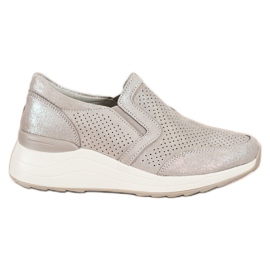 Goodin Läder Sneakers Med Glitter beige