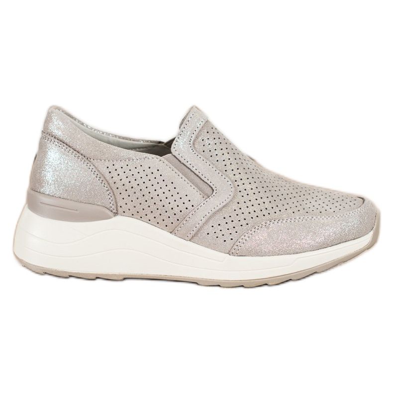 Goodin Läder Sneakers Med Glitter beige