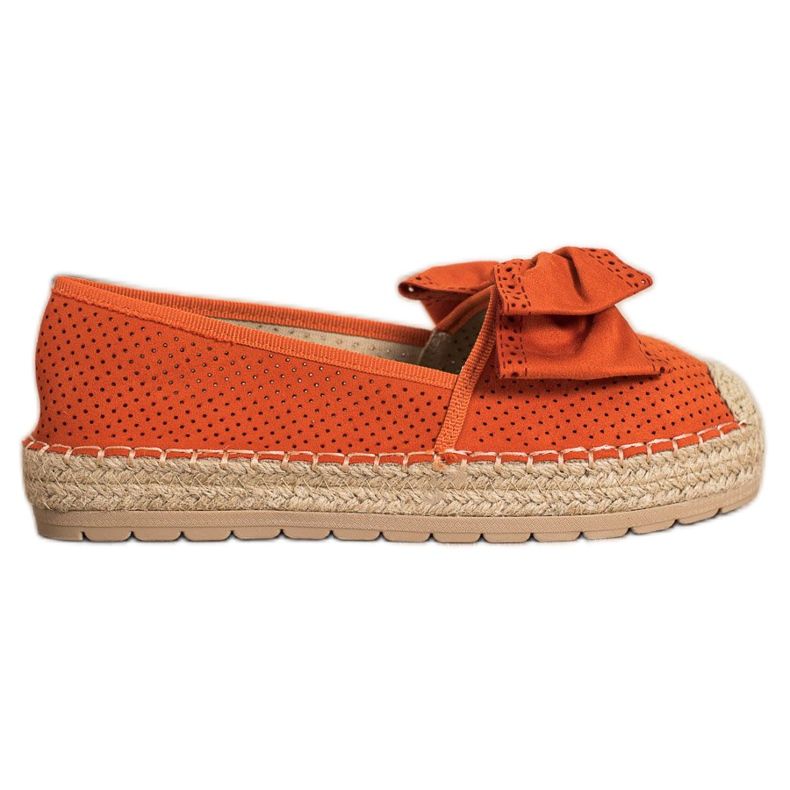 Mannika Openwork Espadrilles med en rosett orange