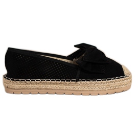 Mannika Openwork Espadrilles med en rosett svart