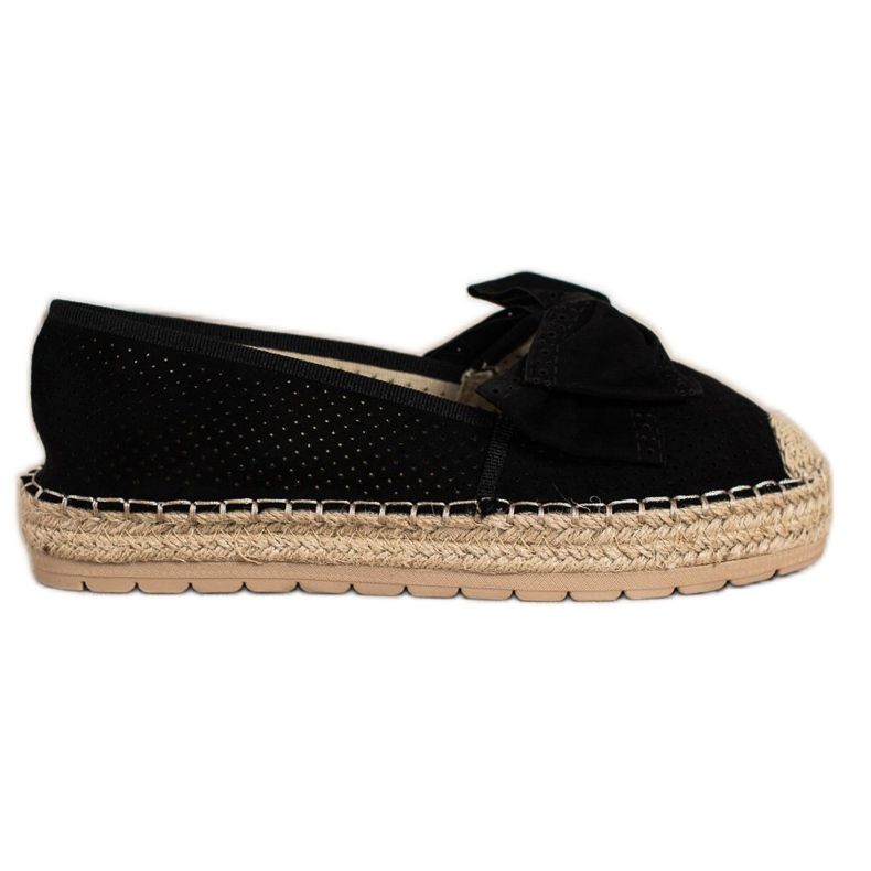 Mannika Openwork Espadrilles med en rosett svart