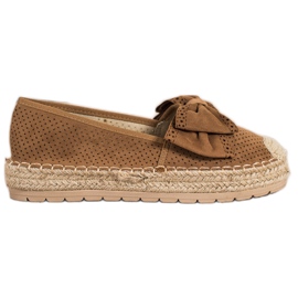 Mannika Openwork Espadrilles med en rosett brun