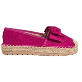 Mannika Openwork Espadrilles med en rosett rosa