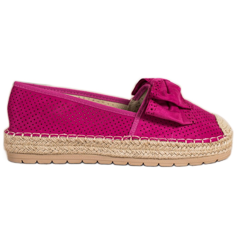 Mannika Openwork Espadrilles med en rosett rosa