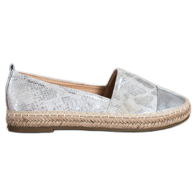 Bestelle Glänsande espadriller med ekoläder grå