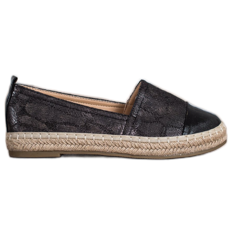 Bestelle Glänsande espadriller med ekoläder svart