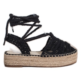 Small Swan Knutna Espadrilles -sandaler svart