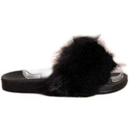 Evento Tofflor Med Päls svart