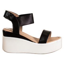 Small Swan Fashion Wedge Sandaler svart