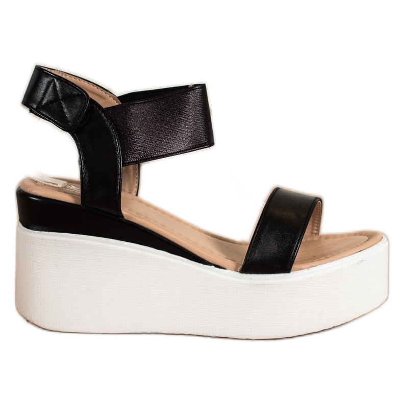 Small Swan Fashion Wedge Sandaler svart