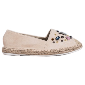 Gogo Espadriller med kristaller beige