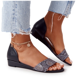 Lädersandaler Maciejka 1971-59 Svart och grått beige brun