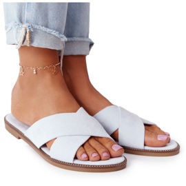 Dam Velour Tofflor Blå Edesa