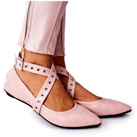 Hopfällbara läderballerinor Lu Boo Pink rosa