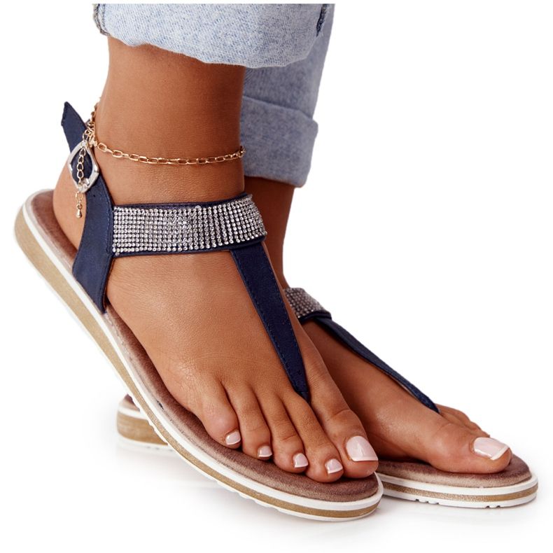 S.Barski Sandaler Flip-flops With Zirconias S. Barski 701-12 Navy Blue brun marinblå