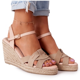 Läder Wedge Sandaler Big Star HH274380 Beige
