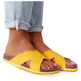 Läderprofilerade tofflor Big Star HH274596 Gul