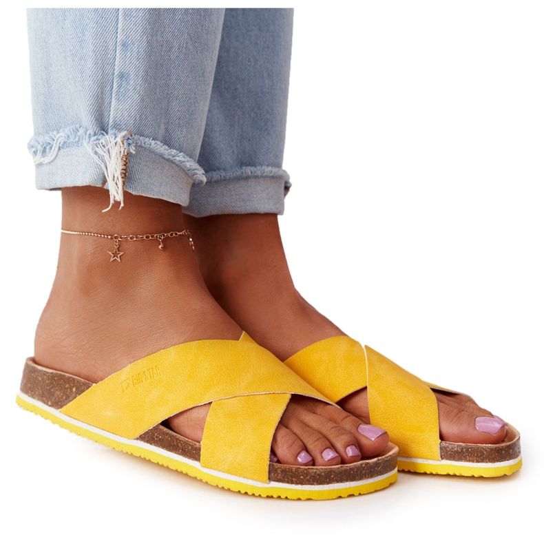 Läderprofilerade tofflor Big Star HH274596 Gul