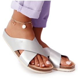 Läderprofilerade tofflor Big Star HH274650 Silver