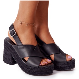 Big Star Svarta sandaler på en hög klack med en fläta stor stjärna HH274387