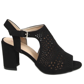 Sandaler med öppning i svart klack 429-10 Svart