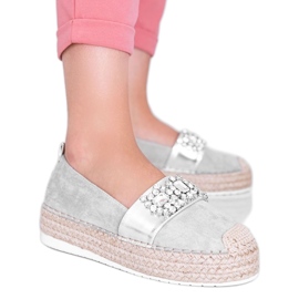 Grå espadriller med Cher -stenar silver-
