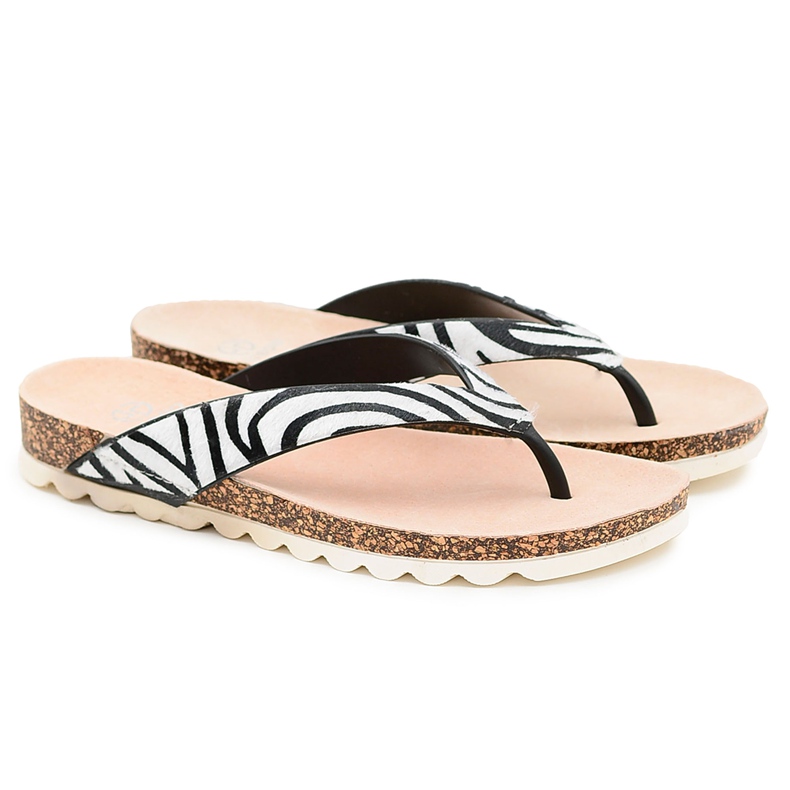 Flip-flops På Lu Boo Zebra Cork vit svart