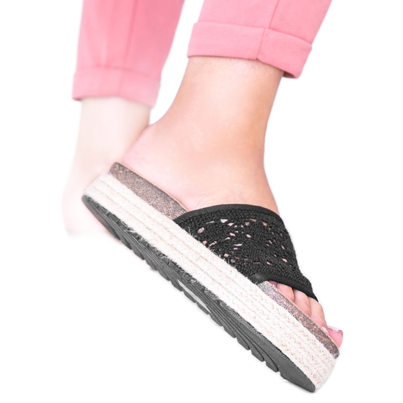 Svart spets Glam Shape tofflor