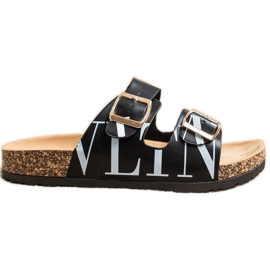 SHELOVET Bekväma Eco Leather Tofflor svart