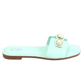 Tofflor med pärlor mint 55-37 LT.GREEN grön