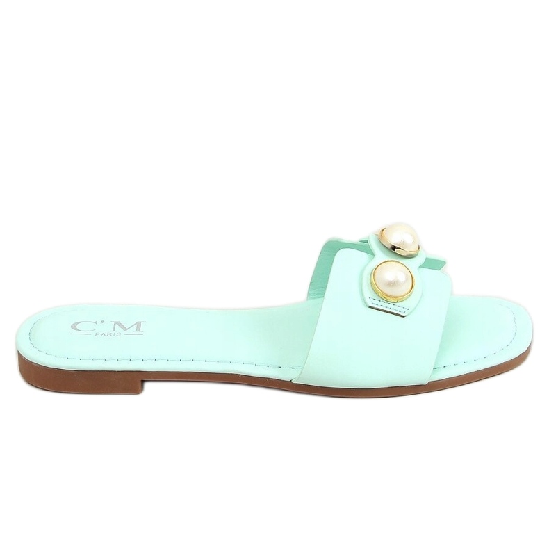 Tofflor med pärlor mint 55-37 LT.GREEN grön