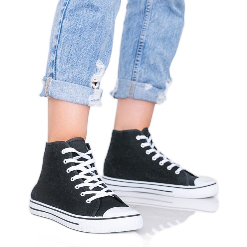 Kvinnors svarta sneakers Gampa -fotled