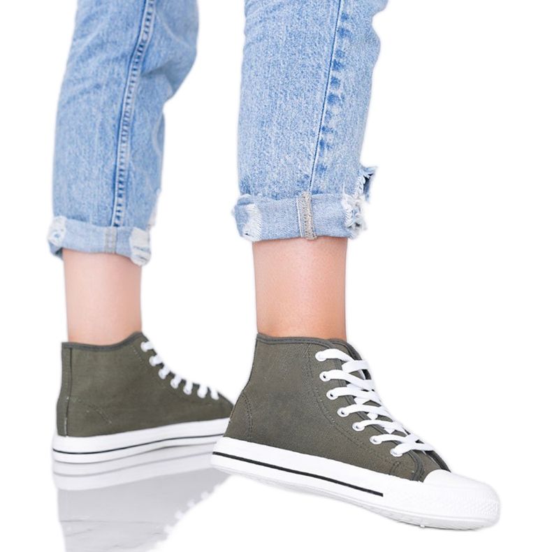 Gröna khaki damskor med fotled Gampa