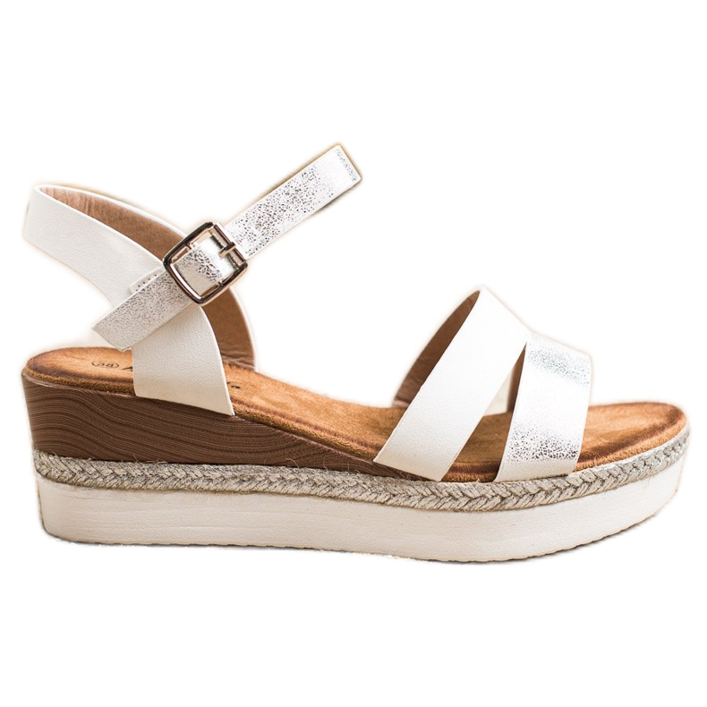 SHELOVET Lätta sandaler på en kilklack vit silver-