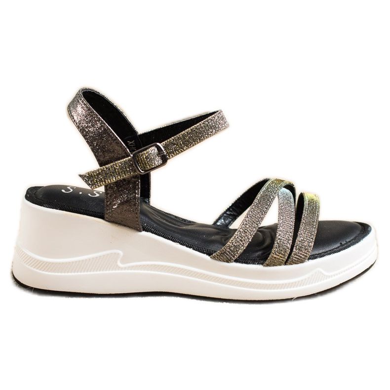 Small Swan Glitter sandaler på kilen svart