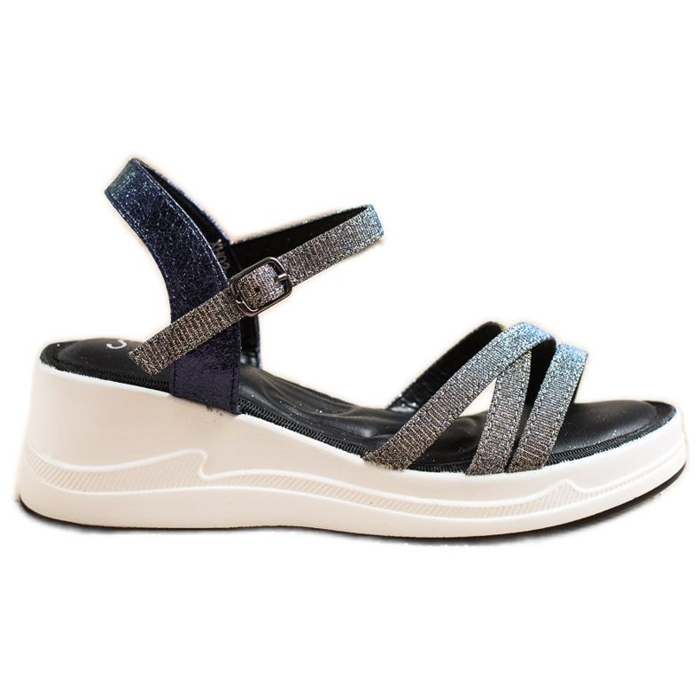 Small Swan Glitter sandaler på kilen marinblå grå